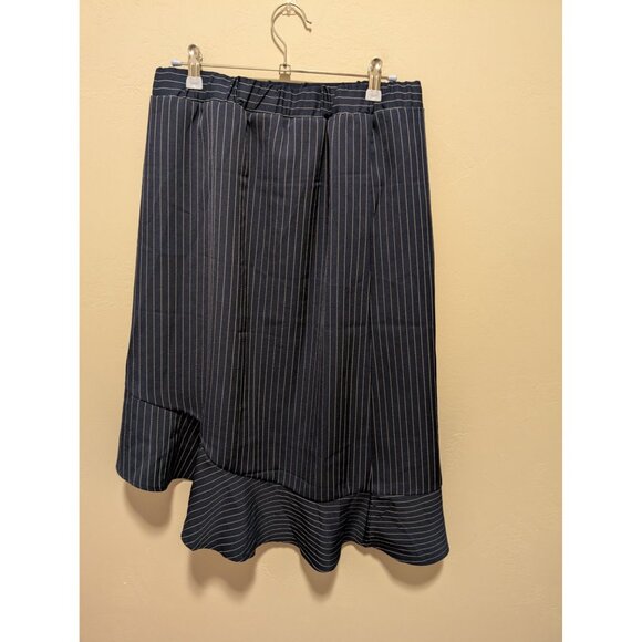 Umgee Asymmetrical Hem Pinstripe Skirt L - Picture 2 of 4